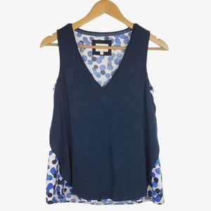 Anthropologie deletta weekdays layered navy blue polka dot tank top XS
